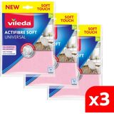 Vileda Actifiber Mikrofiber Temizlik Bezi 3 Paket 2'li Yüksek Emicilik ve Kolay Temizlik - 3'lü
