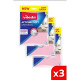 Vileda Actifiber Soft Mikrofiber Temizlik Bezi, 3 Paket 2'li, Pembe