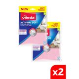 Vileda Actifibre Soft Universal Mikrofiber Temizlik Bezi, 2 Paket 2'li Set, Pembe