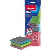 Vileda Bulaşık Süngeri Power Pad Colors Inox 3'lü - Çok Renkli
