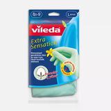 Vileda Extra Sensation Pamuklu Tek Large Temizlik Eldiveni Su Yeşili (5'li Paket)