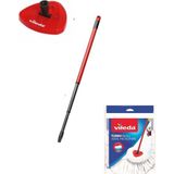 Vileda Mop Ürünleri 3'lü Avantaj Set Beyaz Mikrofiber Yedek Paspas Turbo Sap ve Üçgen Başlık