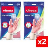 Vileda Sensitive Pembe Renk Orta Boy Eldiven 2 Paket Ekstra Hassas Pamuklu İç Yüzey - 2'li