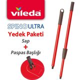 Vileda Spino Ultra Yedek Sap + Başlık Paketi Kırmızı Renkli Ergonomik Tasarımlı Temizlik Fırçası