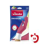 Vileda Standart Universal Doğal Lateks L Beden Kırmızı Eldiven 8 Paket