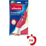 Vileda Standart Universal Doğal Lateks M Beden Kırmızı Eldiven 12 Paket