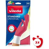 Vileda Standart Universal Doğal Lateks M Beden Kırmızı Eldiven 4 Paket