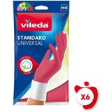 Vileda Standart Universal Doğal Lateks M Beden Kırmızı Eldiven 6 Paket