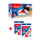Vileda Turbo 2in1 Pedallı Temizlik Seti + 2 Paket Mikrofiber 2in1 Yedek Paspas