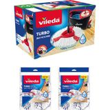 Vileda Turbo 2in1 Yeni Pedallı Temizlik Seti + 2 Paket Vileda Turbo Deep Clean Paspas - Renkli