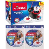 Vileda Turbo Pedallı Temizlik Seti Komple Set + 2 Adet Yedek Mop Paspas Ucu Mikrofiber