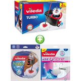 Vileda Turbo Pedallı Temizlik Seti +Turbo Yedek Mop Paspas Ucu+Actifibre Mikrofiber Bez