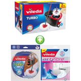 Vileda Turbo Pedallı Temizlik Seti, Yedek Mop Paspas Ucu, Actifibre Mikrofiber Bez, Komple Set