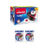 Vileda Turbo Pedallı Temizlik Sistemi, 2 Adet Yedek Paspas, Siyah, Mikrofiber