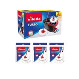 Vileda Turbo Pedallı Temizlik Sistemi, Siyah, 3 Adet Mikrofiber Yedek Paspas