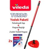 Vileda Turbo Teleskopik Sap + Üçgen Başlık + 2'li Yedek Paspas - Beyaz