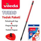 Vileda Turbo Teleskopik Sap ve Üçgen Başlık ile Mikrofiber Yedek Paspas Seti Uzun Kullanım İçin