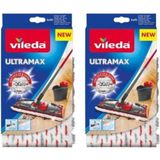 Vileda Ultramax Mikrofiber Mop Yedeği 2 Adet Kırmızı Sert Elyaflarla Zorlu Kirler için