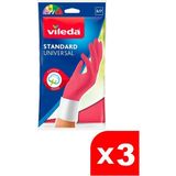 Vileda Universal Standart Eldiven S/7 x 3 Paket - Kırmızı