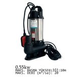 viler VSm550F Paslanmaz Çelik Kirli Su Dalgıç Pompası 0.55 kW - 20 m³/saat Debi - 10 m Yükseklik