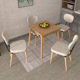 Vilinze Akdeniz Sandalye Avanos Ahşap Mdf Kanatlı Mutfak Masası Takımı - 70X70+70 cm - Beyaz - Naturel