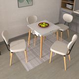 Vilinze Akdeniz Sandalye Avanos Ahşap Mdf Kanatlı Mutfak Masası Takımı - 70X70+70 cm - Beyaz