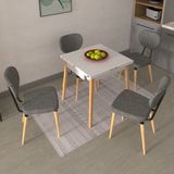 Vilinze Akdeniz Sandalye Avanos Ahşap Mdf Kanatlı Mutfak Masası Takımı - 70X70+70 cm - Gri - Beyaz