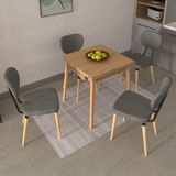 Vilinze Akdeniz Sandalye Avanos Ahşap Mdf Kanatlı Mutfak Masası Takımı - 70X70+70 cm - Gri - Naturel