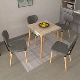 Vilinze Akdeniz Sandalye Avanos Ahşap Mdf Kanatlı Mutfak Masası Takımı - 70X70+70 cm - Gri - Traverten