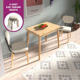 Vilinze Akdeniz Sandalye Avanos Ahşap Mdf Mutfak Masası Takımı - 90X120 cm - Beyaz - Naturel/Naturel