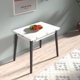 Vilinze Avanos Ahşap Ayaklı Katlanır Kanatlı Mdf Mutfak Masası - 60X90+60 (90X120) cm - Beyaz - Siyah