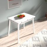 Vilinze Avanos Ahşap Ayaklı Katlanır Kanatlı Mdf Mutfak Masası - 60X90+60 (90X120) cm - Beyaz