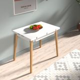 Vilinze Avanos Ahşap Ayaklı Katlanır Kanatlı Mdf Mutfak Masası - 60X90+60 (90X120) cm - Naturel - Beyaz