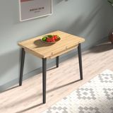 Vilinze Avanos Ahşap Ayaklı Katlanır Kanatlı Mdf Mutfak Masası - 60X90+60 (90X120) cm - Naturel - Siyah