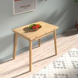 Vilinze Avanos Ahşap Ayaklı Katlanır Kanatlı Mdf Mutfak Masası - 60X90+60 (90X120) cm - Naturel