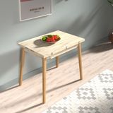 Vilinze Avanos Ahşap Ayaklı Katlanır Kanatlı Mdf Mutfak Masası - 60X90+60 (90X120) cm - Traverten - Naturel