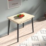 Vilinze Avanos Ahşap Ayaklı Katlanır Kanatlı Mdf Mutfak Masası - 60X90+60 (90X120) cm - Traverten - Siyah