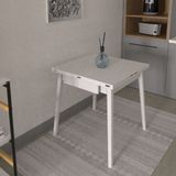 Vilinze Avanos Ahşap Katlanır Kanatlı Mdf Mutfak MASASI - 70X70+70 (70X140) cm - Beyaz