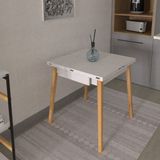 Vilinze Avanos Ahşap Katlanır Kanatlı Mdf Mutfak MASASI - 70X70+70 (70X140) cm - Naturel - Beyaz