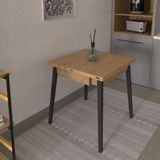 Vilinze Avanos Ahşap Katlanır Kanatlı Mdf Mutfak MASASI - 70X70+70 (70X140) cm - Naturel - Siyah