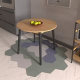 Vilinze Avanos Yuvarlak Sabit Mdf Mutfak Masası - Q90 cm - Naturel Ahşap - Siyah