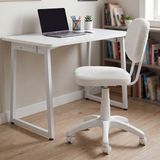Vilinze Beyaz Tekerlekli Ofis Sandalyesi Orta Sert Oturum Yumuşaklığı ile Ergonomik Tasarım - Beyaz - Beyaz - Kolsuz