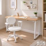 Vilinze Biga Çalışma Ofis Masası ve Deniz Çalışma Ofis Sandalyesi Set - 60X120 cm - 60120 Kollu - Beyaz - Naturel
