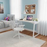 Vilinze Biga Çalışma Ofis Masası ve Deniz Çalışma Ofis Sandalyesi Set - 60X120 cm - 60120 Kollu - Beyaz