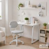 Vilinze Biga Çalışma Ofis Masası ve Deniz Çalışma Ofis Sandalyesi Set - 60X90 cm - 6090 Kollu - Beyaz - Gri