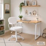 Vilinze Biga Çalışma Ofis Masası ve Deniz Çalışma Ofis Sandalyesi Set - 60X90 cm - 6090 Kollu - Beyaz - Naturel