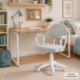 Vilinze Biga Çalışma Ofis Masası ve Deniz Çalışma Ofis Sandalyesi Set - 60X90 cm - 6090 Kollu - Gri - Naturel