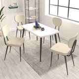 Vilinze Deniz Sandalye Argos Ahşap Mdf Sabit Mutfak Masası Takımı - 70X120 cm - Beyaz - 4 Sandalye