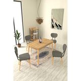 Vilinze Deniz Sandalye Avanos Ahşap Mdf Açılır Mutfak Masası Takımı - 70 x 120+30 cm - Antrasit
