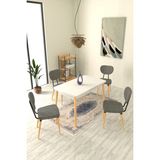 Vilinze Deniz Sandalye Avanos Ahşap Mdf Açılır Mutfak Masası Takımı - 70 x 120+30 cm - Gri